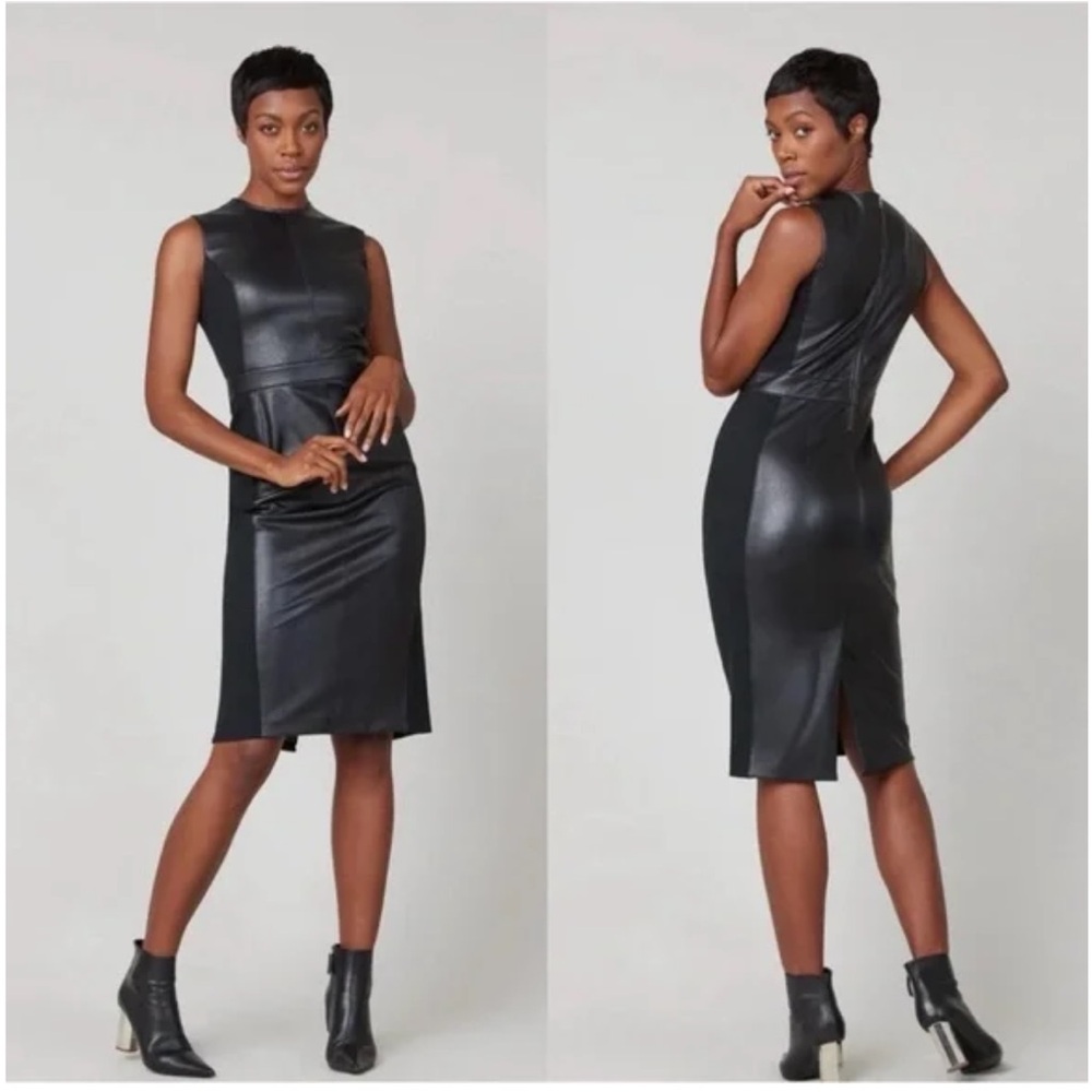 NWT SPANX Faux Leather Sheath Dress
